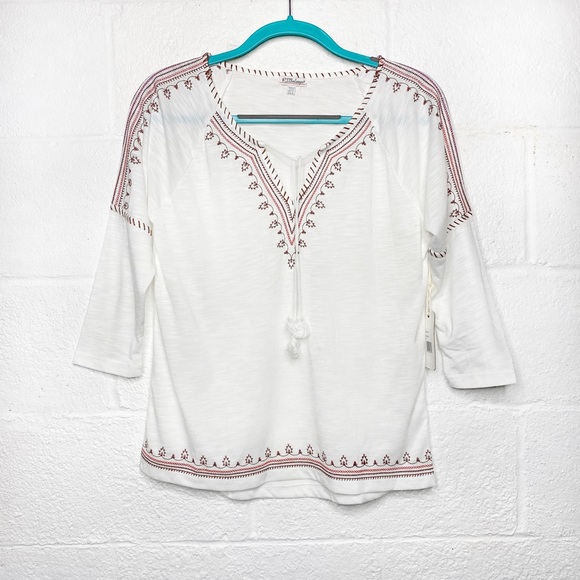 PJ Salvage Other - PJ Salvage Boho Embroidered Fringe Tie Pajama Top